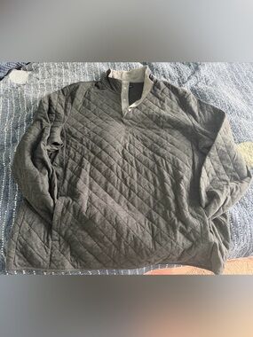 Croft & Barrow Men’s XXL Quilted Pullover Sweatshirt Gray Snap Neck